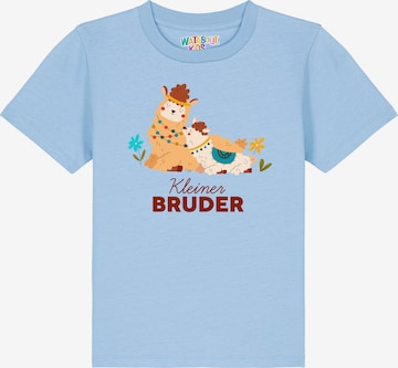 watabout.kids Shirt 'Lama Kleiner Bruder' in Blue: front