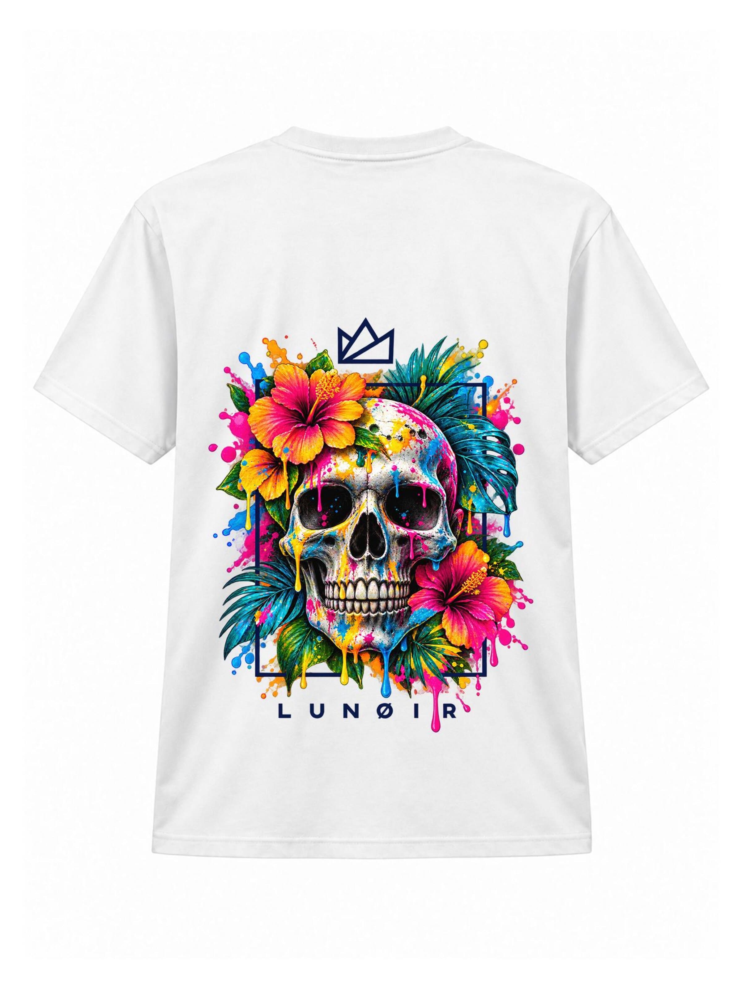 LUNØIR StudioMajica 'Tropical Riot – Bloom Skull' - bijela boja: prednji dio