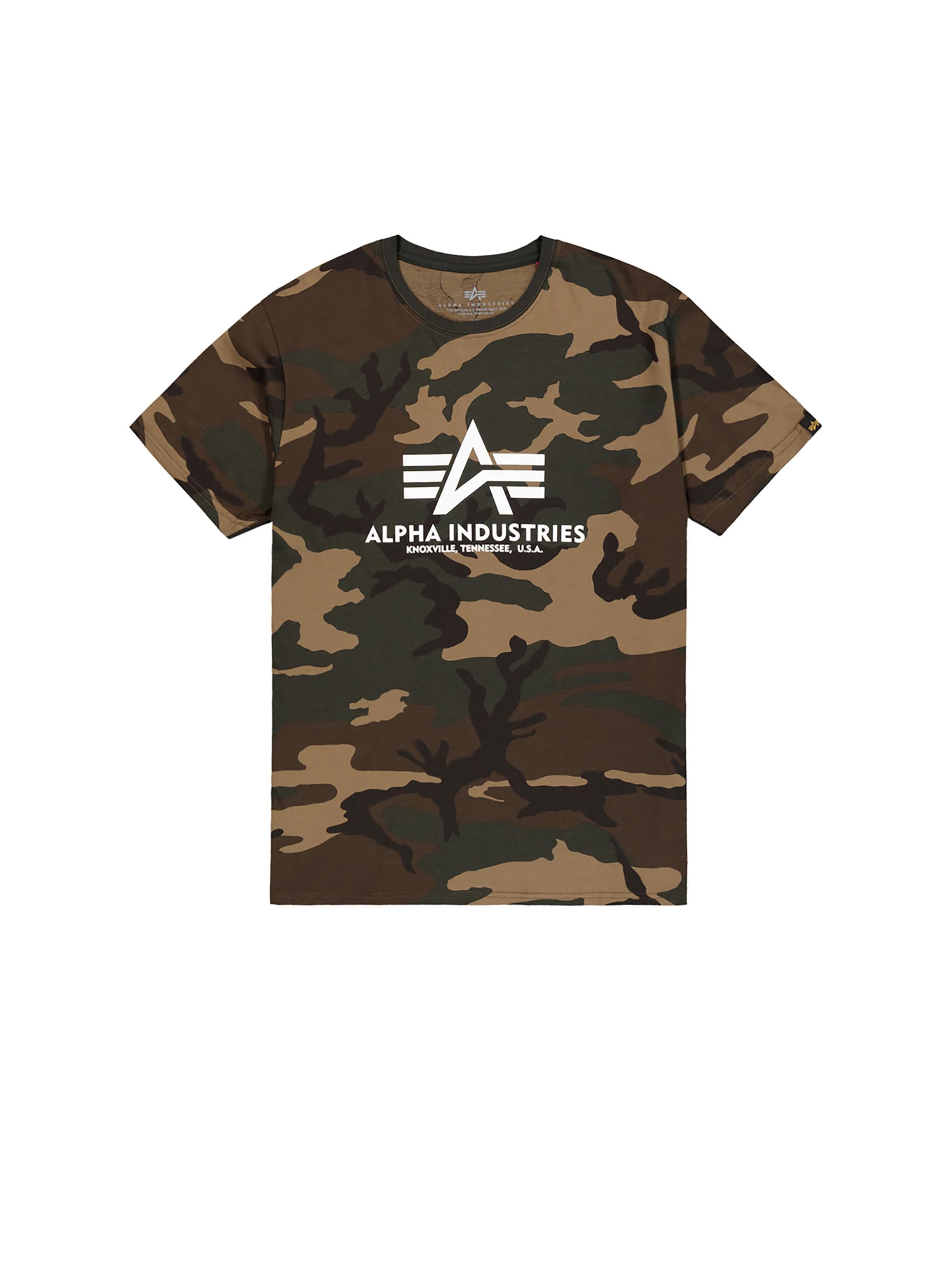 ALPHA INDUSTRIES Shirt 'Basic Logo' in Brown: front