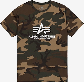ALPHA INDUSTRIES Shirt 'Basic Logo' in Brown: front