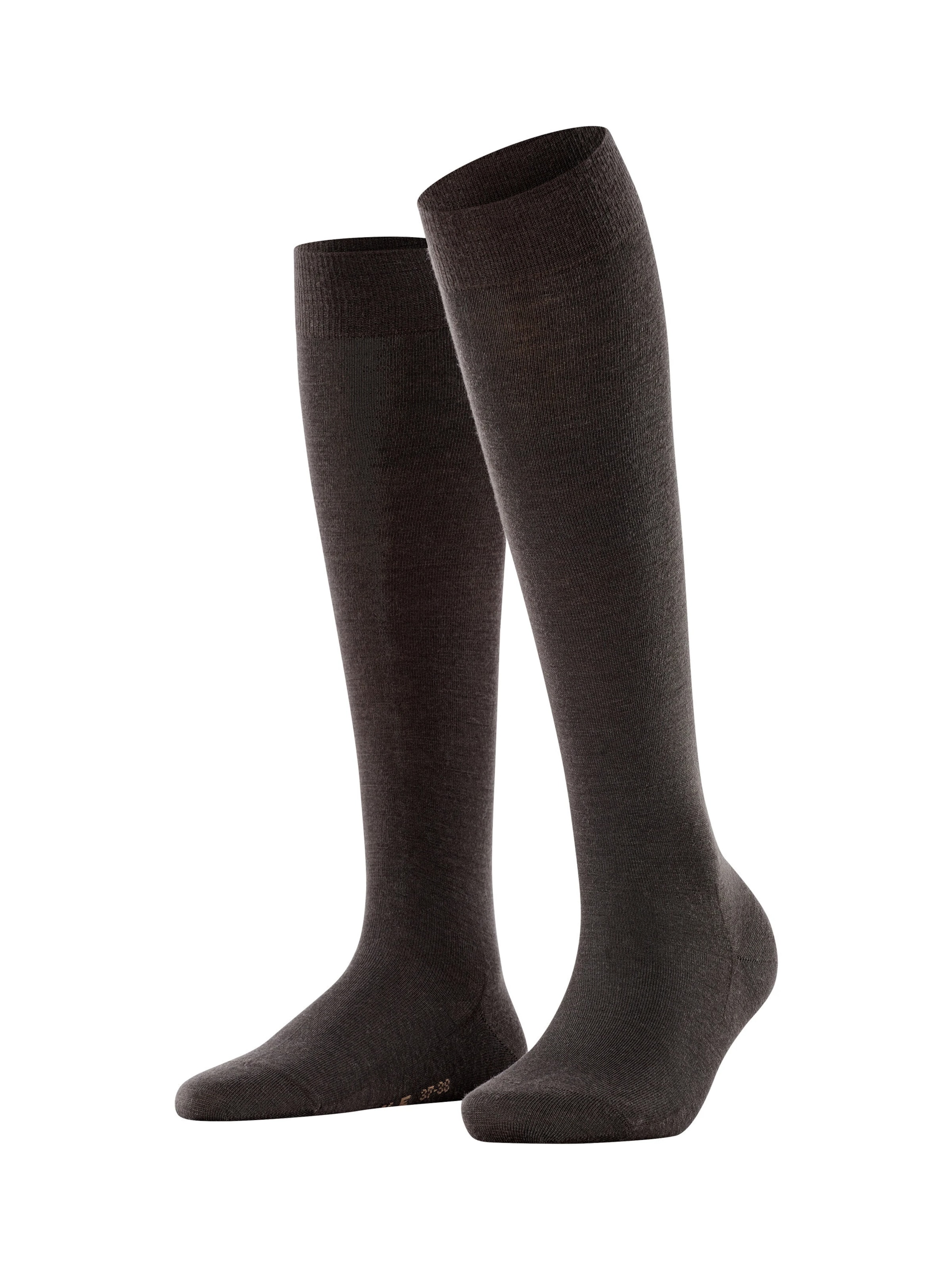 FALKE Knee High Socks 'Softmerino' in Brown: front