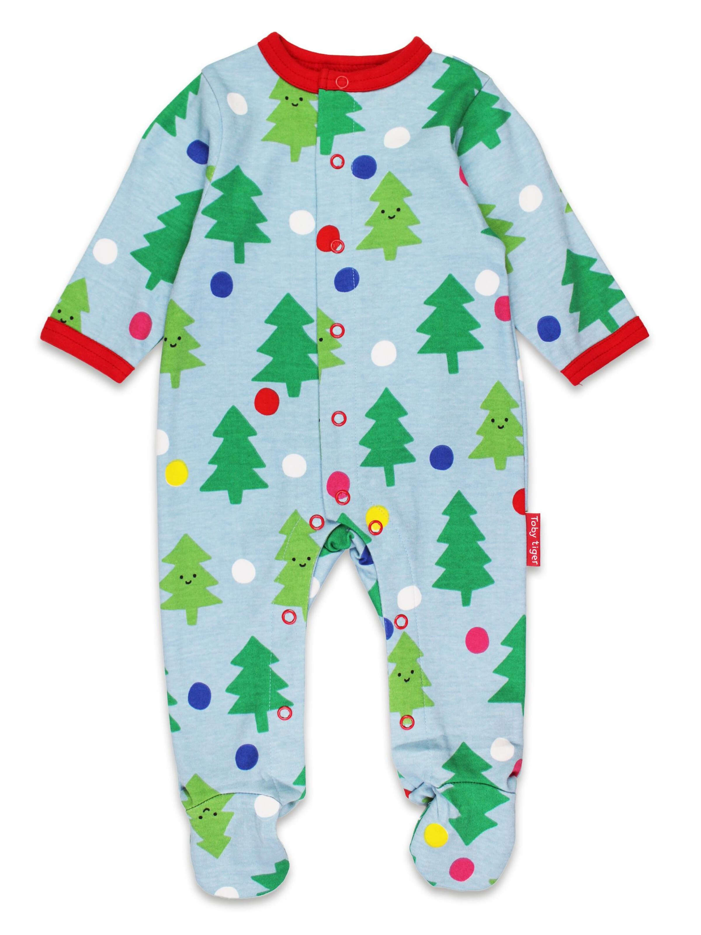 Toby Tiger Romper/Bodysuit 'Weihnachtsbaum' in Blue: front