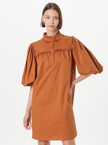 Freequent Shirt Dress in Brown: front