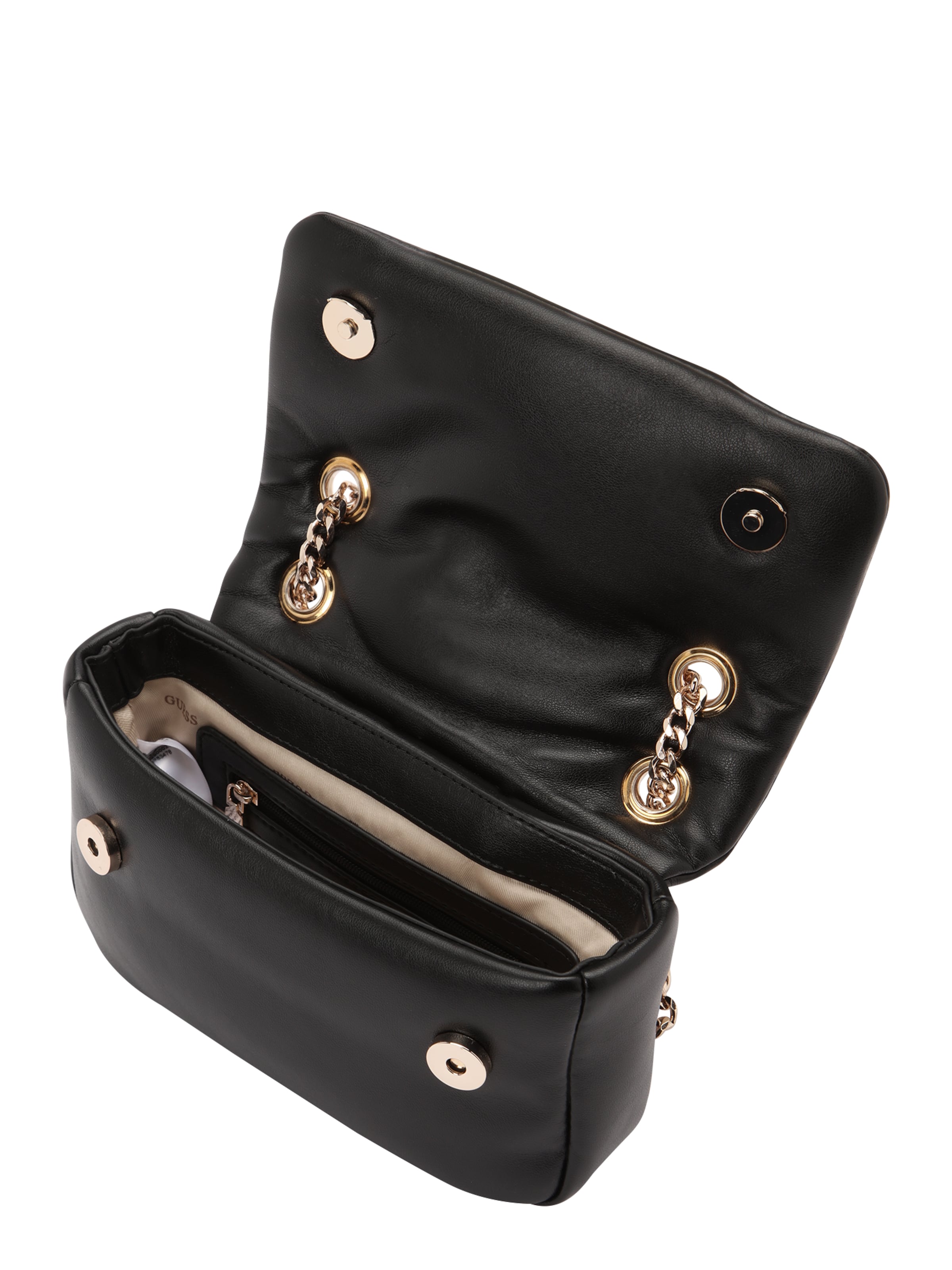 Geantă de umăr 'SUNETRA MINI CNVRTBL XBDY FLAP' de la GUESS pe negru