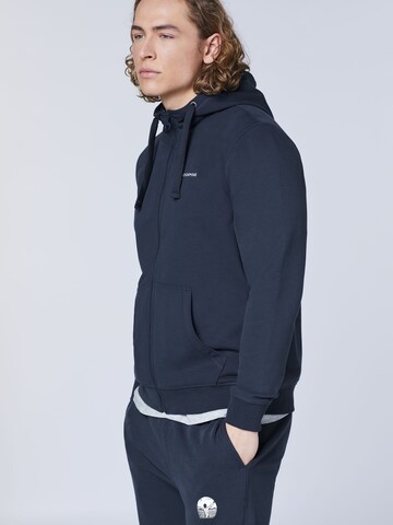 CHIEMSEE Athletic Zip-Up Hoodie in Blue