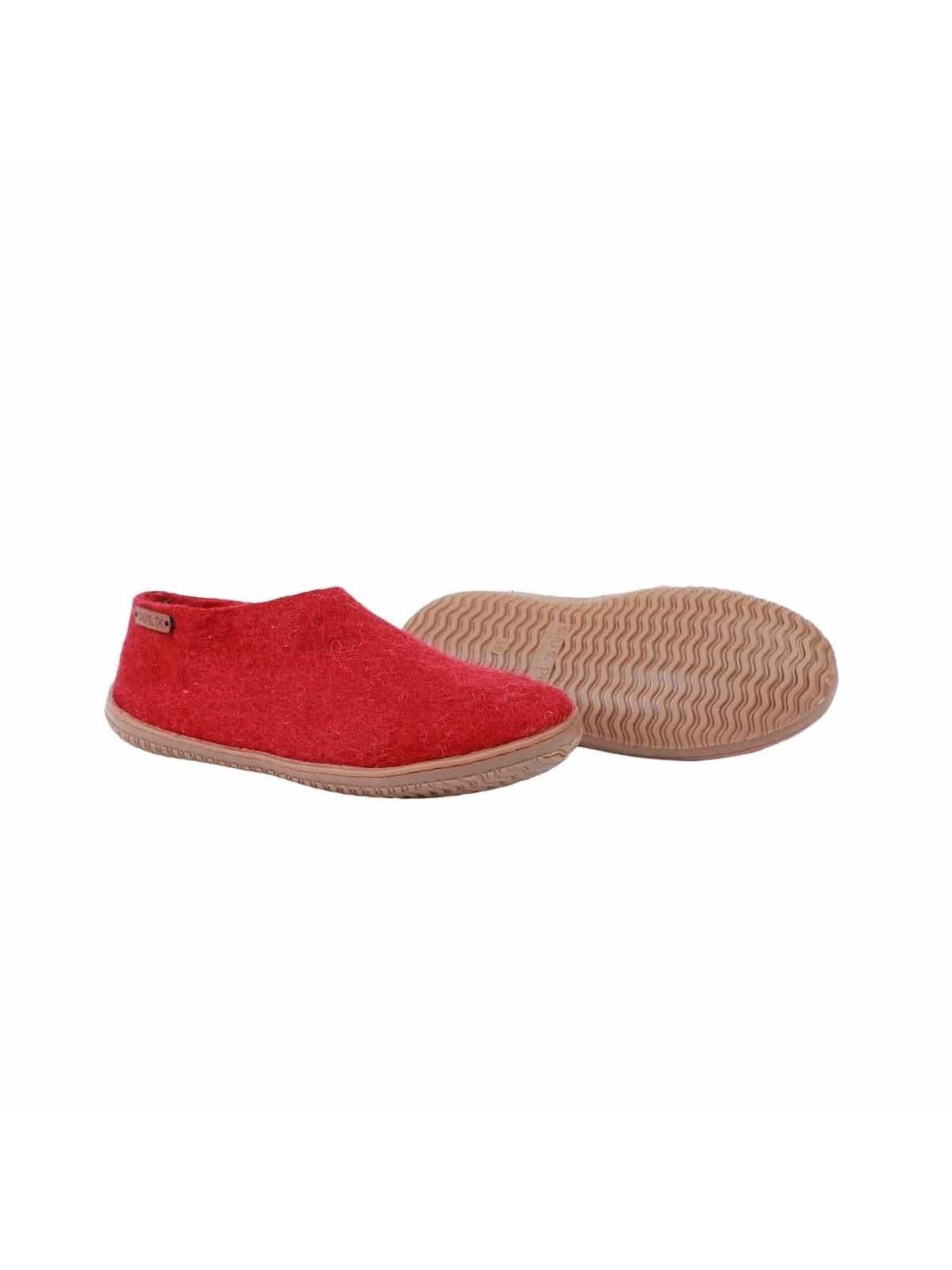SHUS walk with nature Innesko 'Uldhjemmesko (100% ren uld) m/Gummisål – Dansk Design fra SHUS' i röd