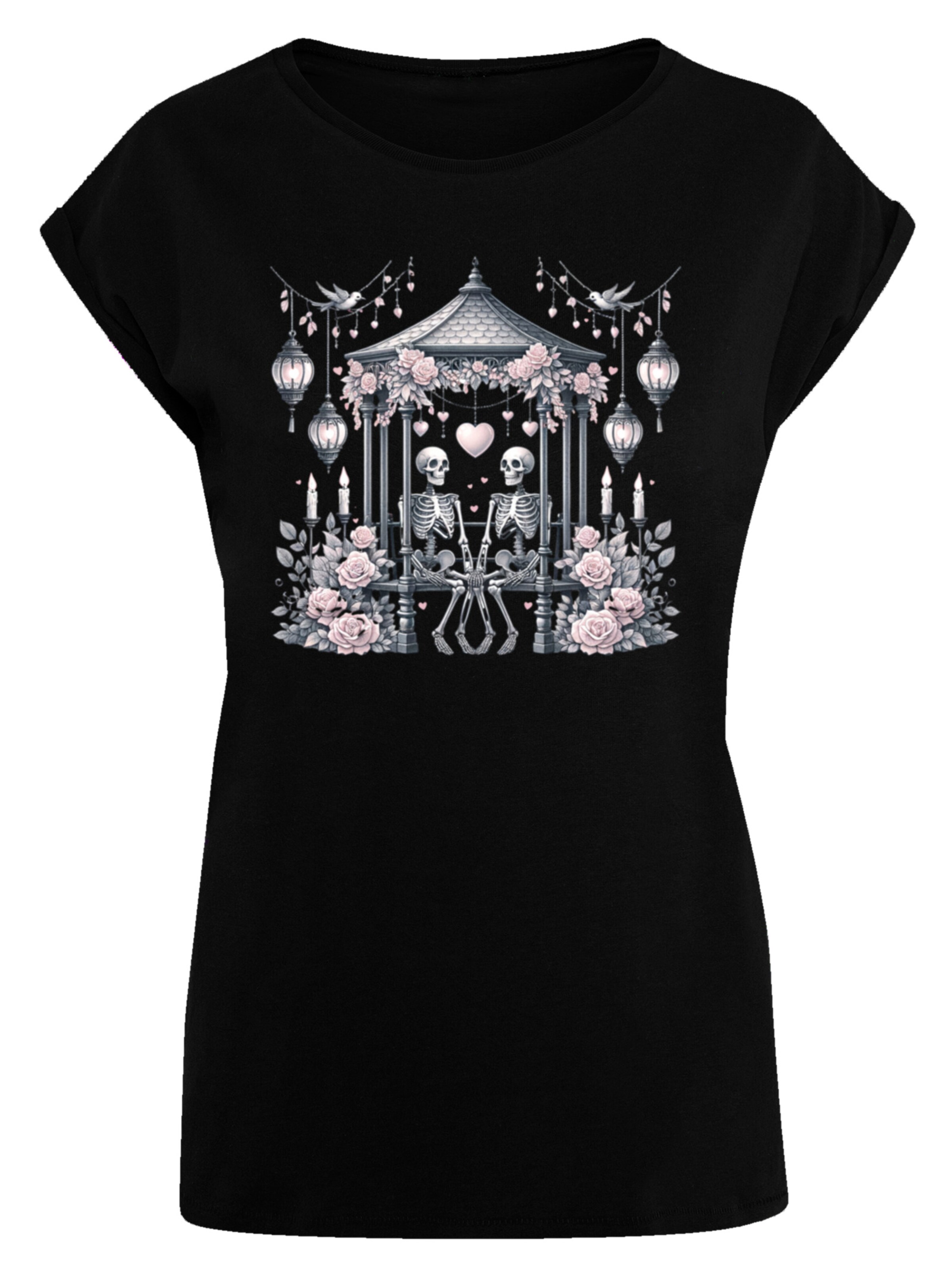 T-shirt 'Skelett Paar Valentinstag' F4NT4STIC en noir : devant