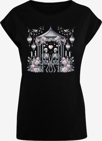 T-shirt 'Skelett Paar Valentinstag' F4NT4STIC en noir : devant