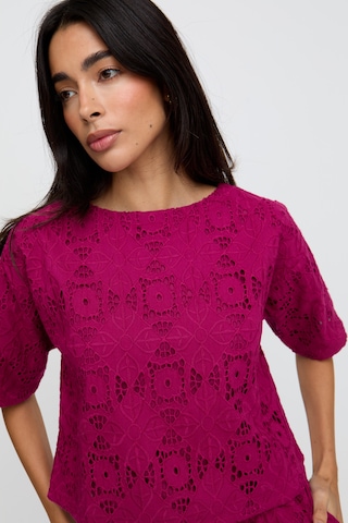 RAFFYA Bluse 'Opal Broderie Anglaise' in Rot