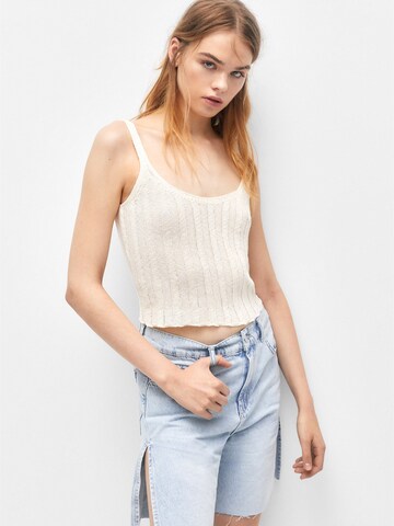 Pull&Bear Gebreide top in Beige: voorkant