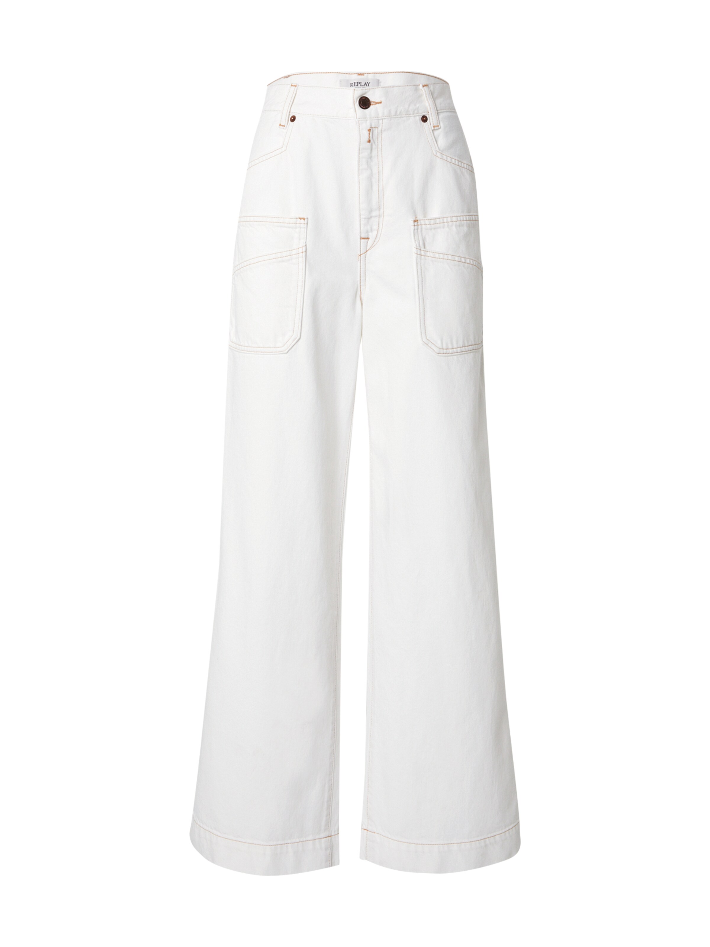 REPLAY Wide leg Cargo jeans in White: front