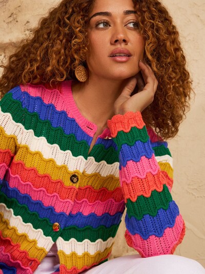 love & roses Cardigan i XXXL i royalblå / græsgrøn / orange / pink, Produktvisning