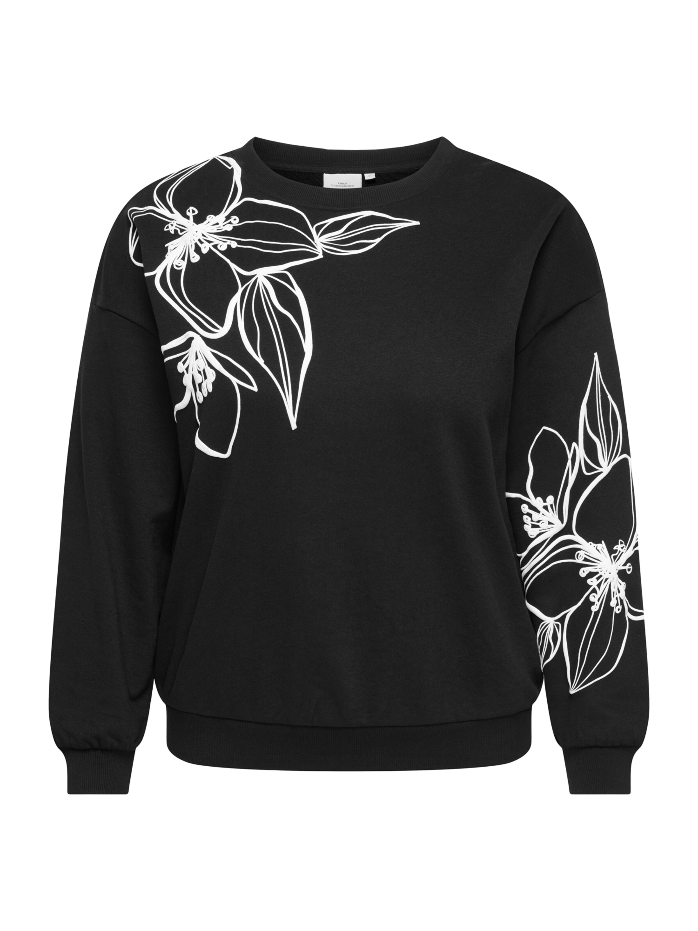 ONLY Carmakoma Μπλούζα φούτερ 'CARODESSA' σε XL-XXL σε μαύρο / λευκό, Άποψη προϊόντος