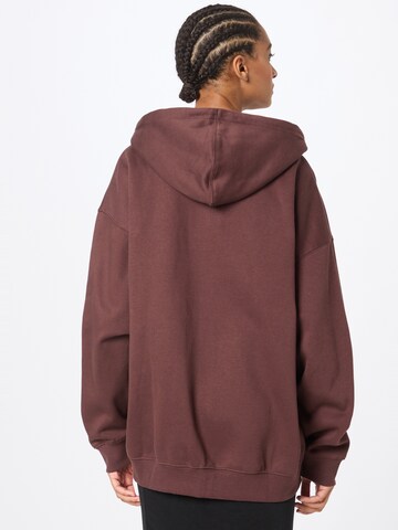 WEEKDAY Zip-Up Hoodie 'Now' in Brown