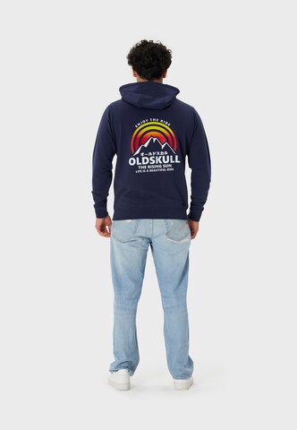 Oldskull Sweatjacke 'Retro Rising Sun' in Blau