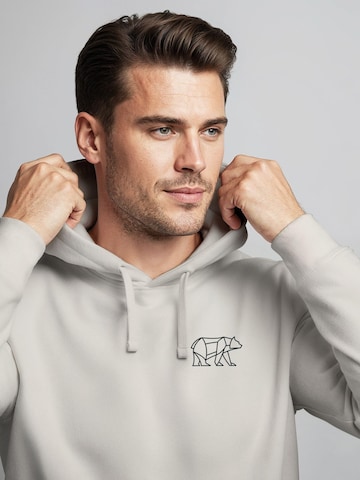 Neverless Sweatshirt 'Bär Lineart Polygon' in White
