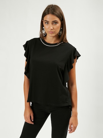 Influencer Top in Zwart: voorkant