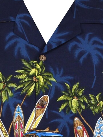 Pacific Legend Regular fit Button Up Shirt 'Surfbretter Autos' in Blue