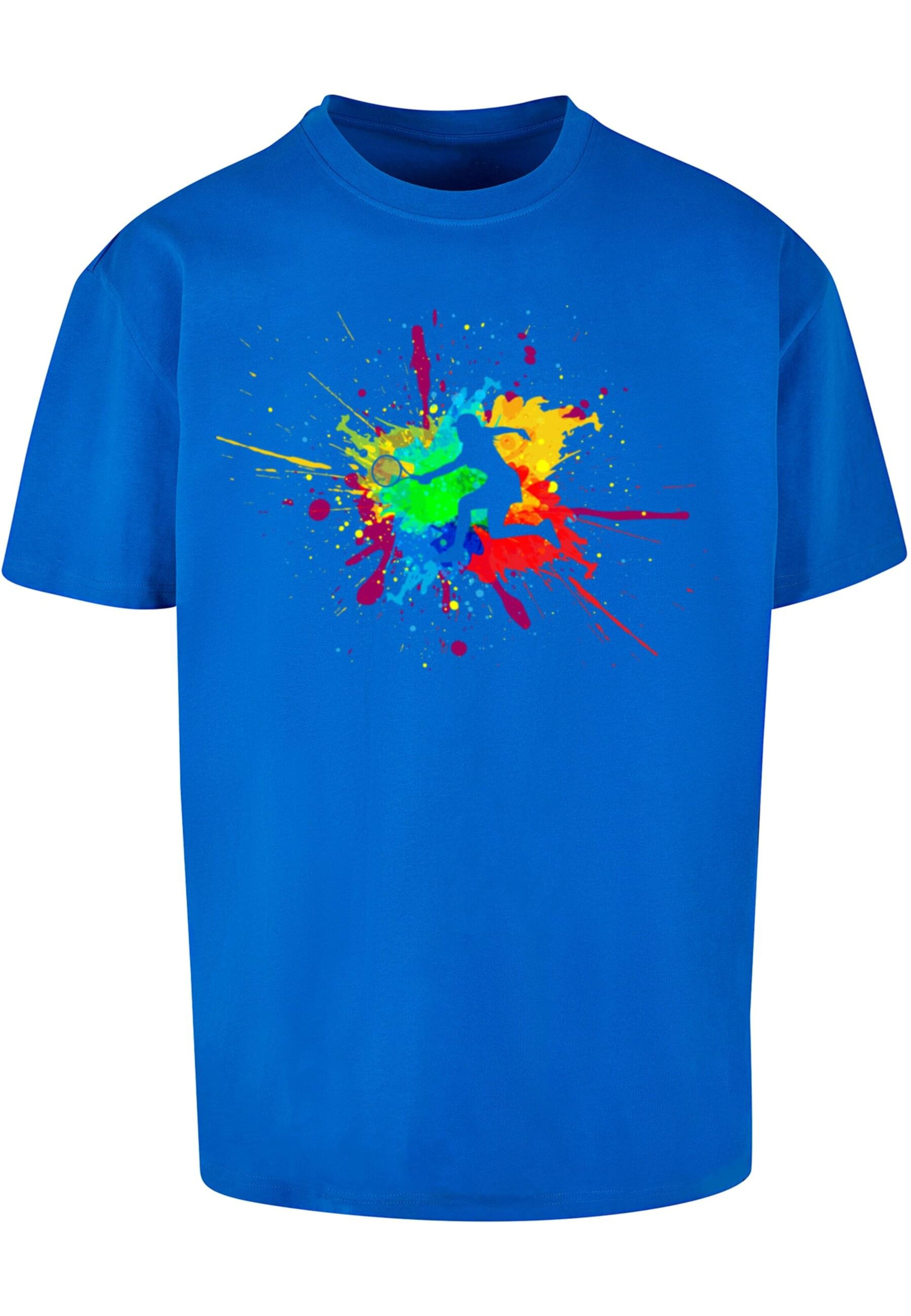 Merchcode T-Shirt 'Color Splash Player' in Blau: Vorderseite