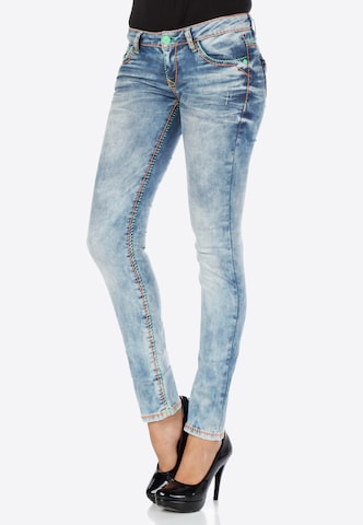 CIPO & BAXX Slimfit Jeans 'Neon' in Blauw: voorkant