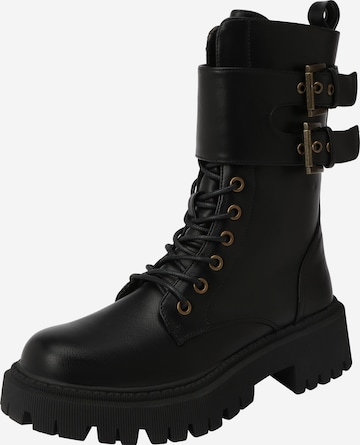 BULLBOXER Lace-Up Ankle Boots in Black: front