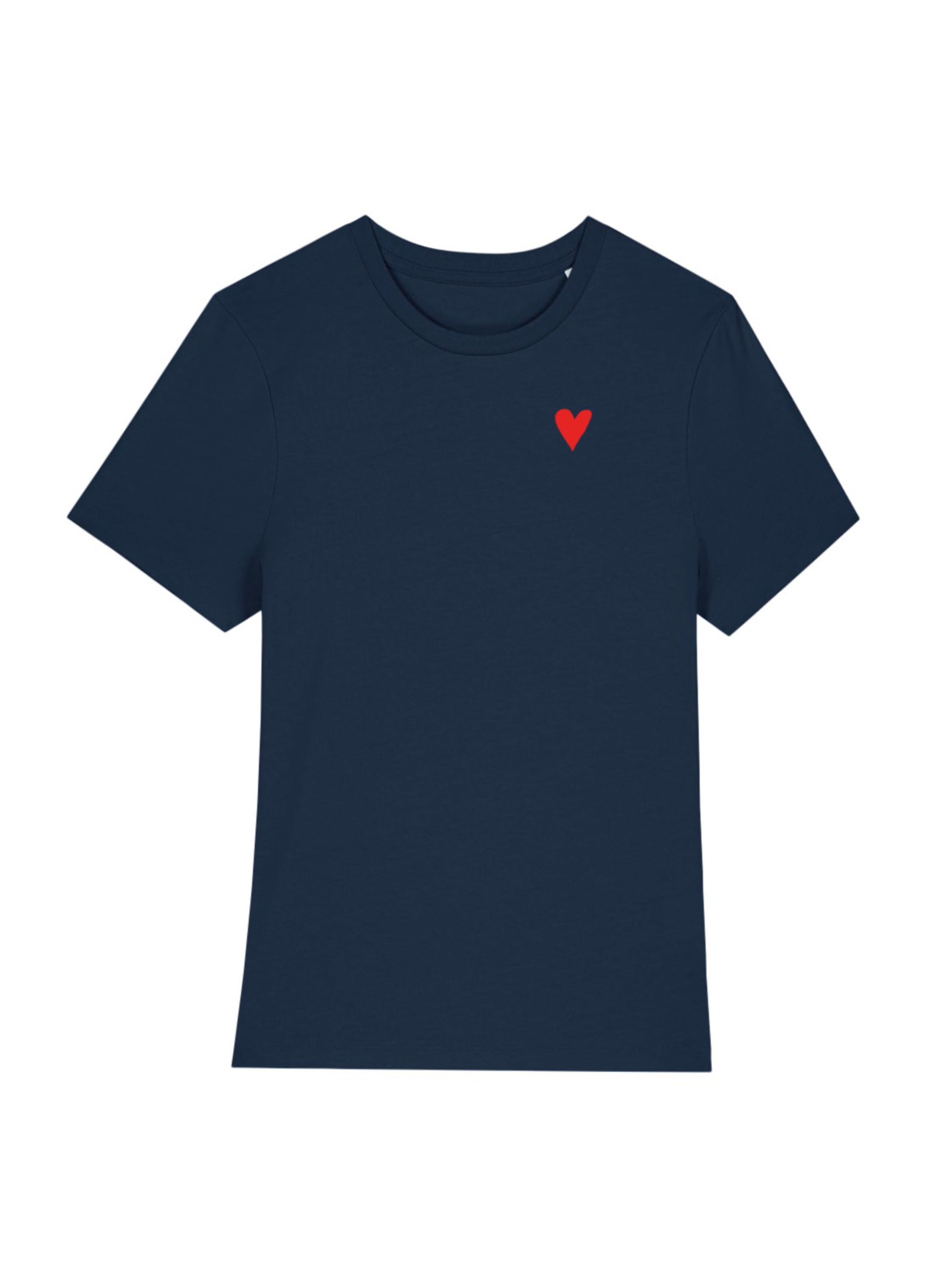 Kultgut Shirt 'little red heart' in Blue: front