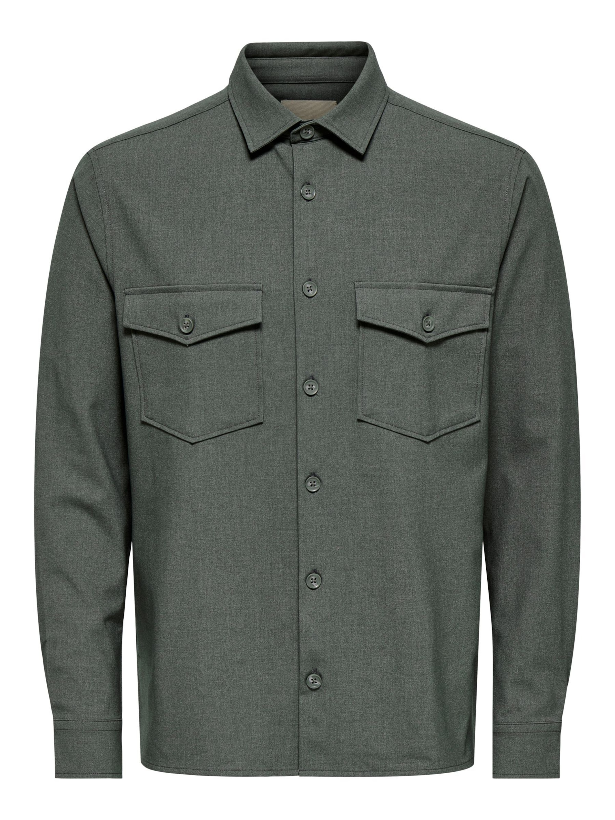 Only & Sons Zakelijk overhemd in 45-46 in de kleur Grijs, Productweergave
