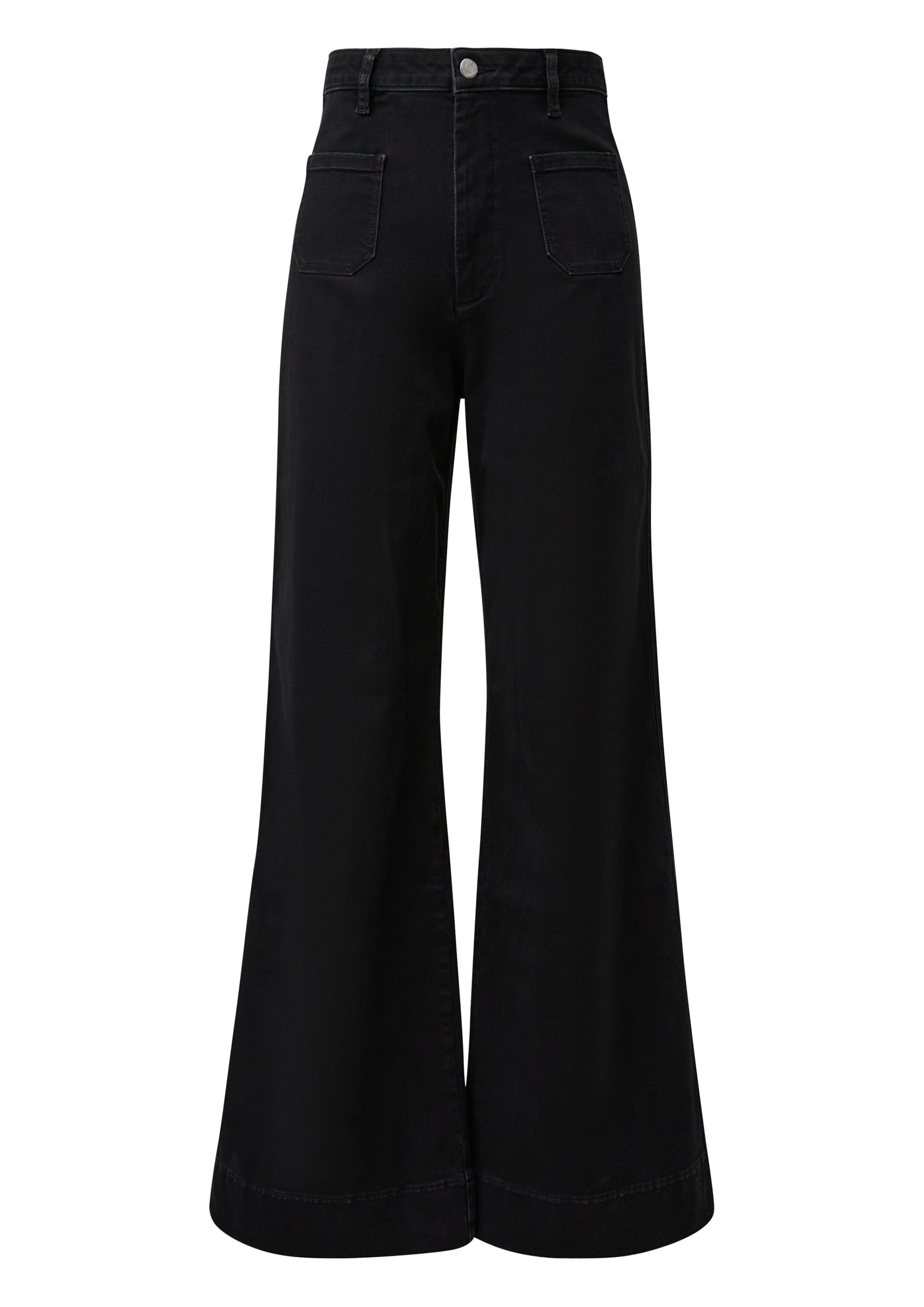 QS Wide leg Jeans in Zwart: voorkant