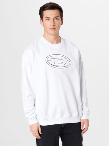 DIESEL Sweatshirt 'MART-BIGOVAL' in Wit: voorkant
