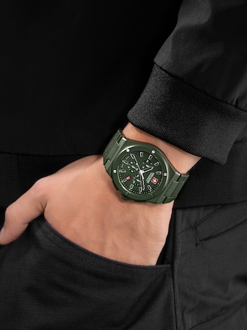 SWISS MILITARY HANOWA Analoog horloge 'SIDEWINDER CERAMIC' in Groen