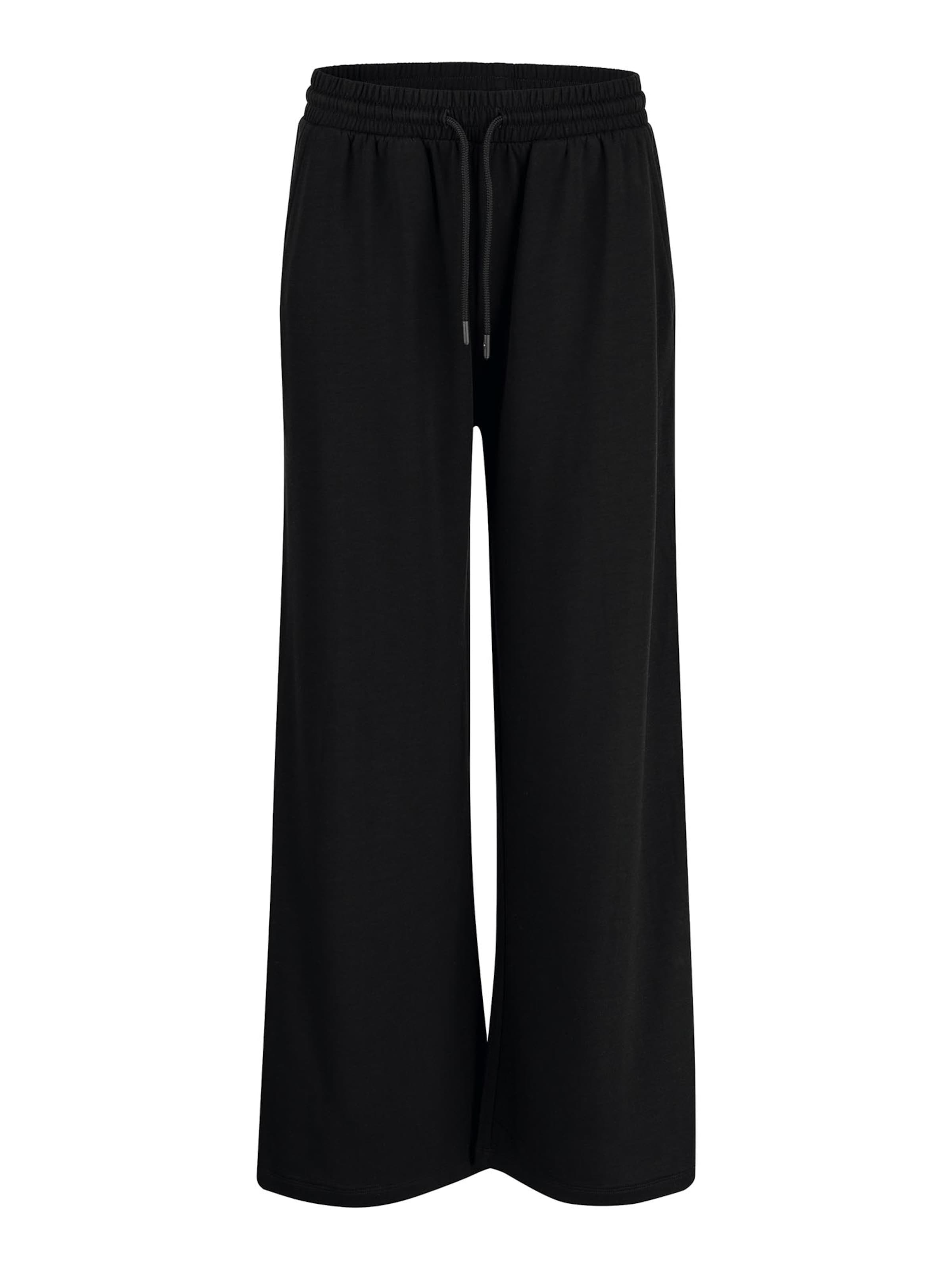 Nur Die Loosefit Sportbroek ' Wide ' in Zwart: voorkant