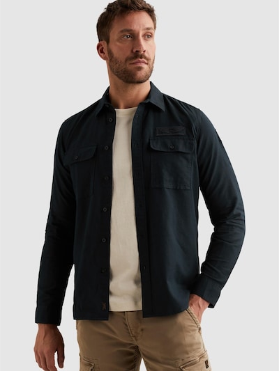 PME Legend Overhemd 'Shirt jacket with check pattern and chest pockets' in S in de kleur Donkerblauw, Productweergave