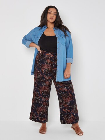 Wide Leg Pantalon Apricot en mélange de couleurs