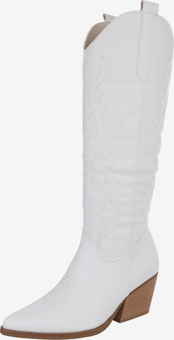 Ital-Design Cowboy Boots in White: front