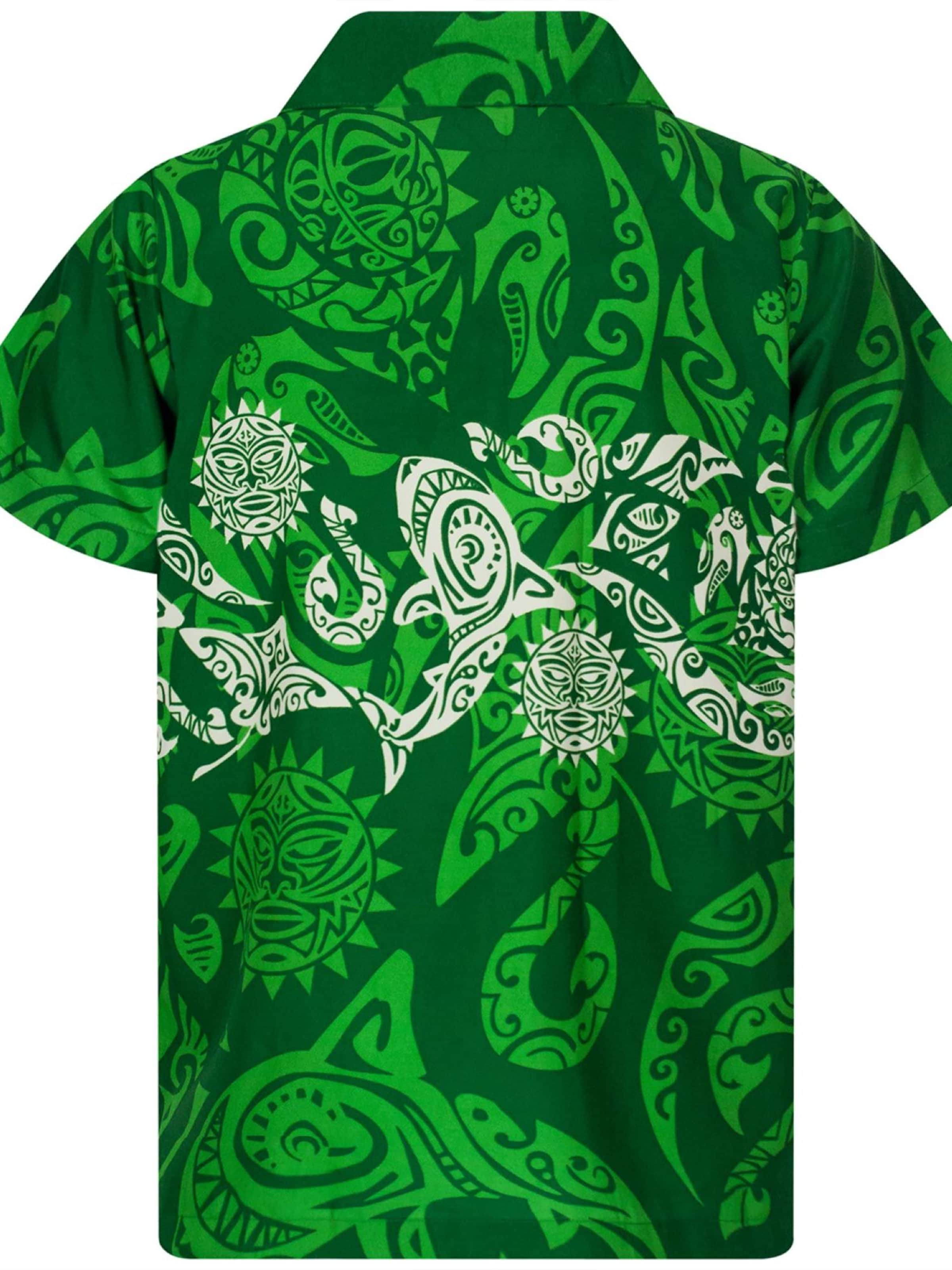 Maglietta 'Maori Chest' di King Kameha in verde