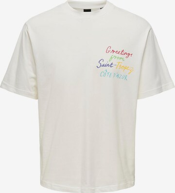 Only & Sons T-shirt 'MANI' i vit: framsida