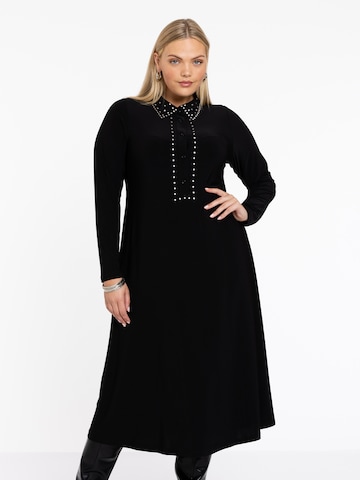 Yoek Shirt Dress in Black: front