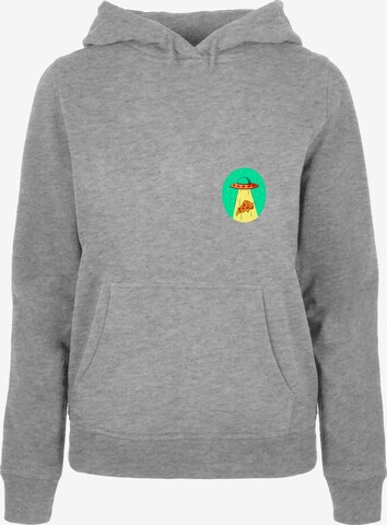 Sweat-shirt 'Ufo Pizza' Mister Tee en gris : devant