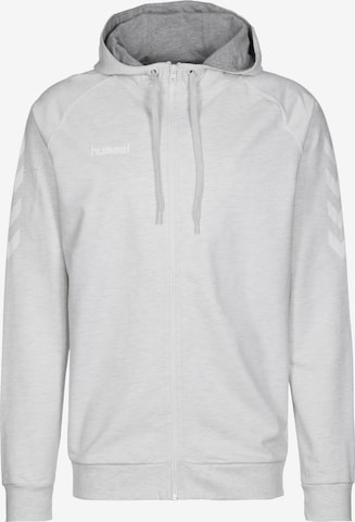 Hummel Sports sweat jacket in White: front