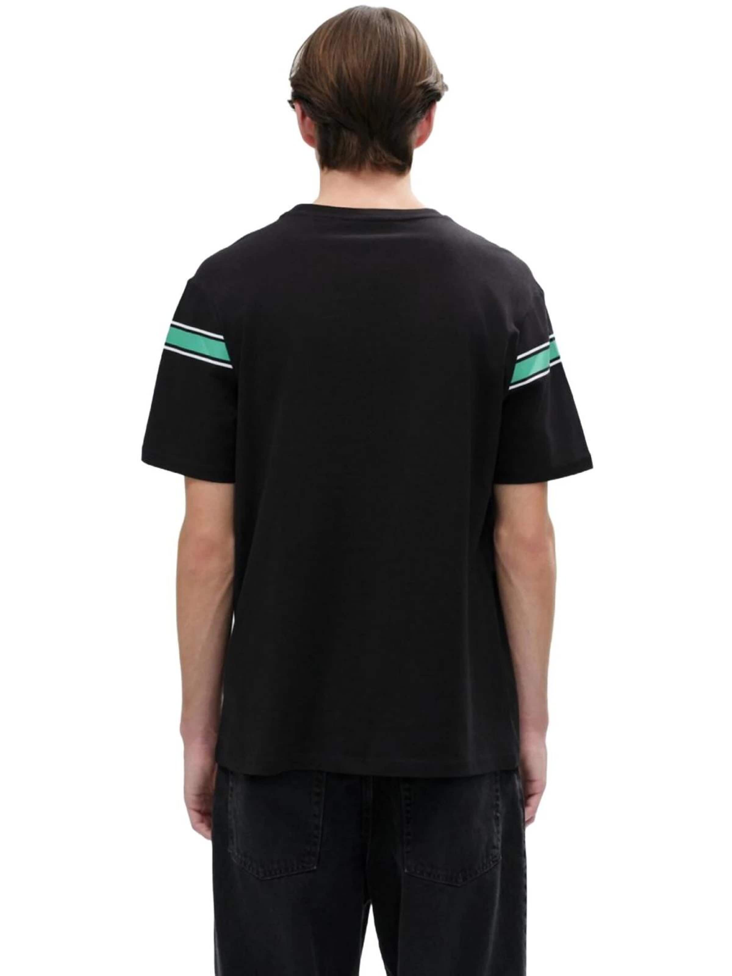 LTB Jeans Shirt 'Striped Logo T-Shirt' in Black