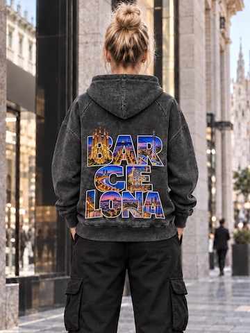 LUNØIR StudioSweater majica 'Barcelona City Lights – Neon' - crna boja
