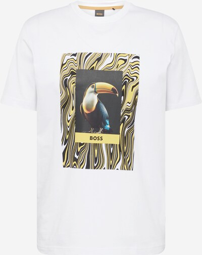 BOSS T-Shirt 'Tucan' in gelb / petrol / schwarz / weiß, Produktansicht