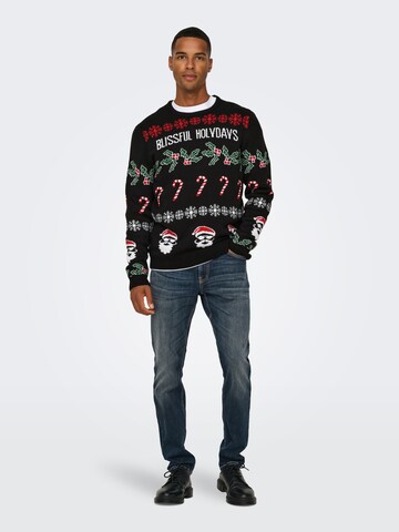 Only & Sons Pullover 'ONSXMAS' in Schwarz