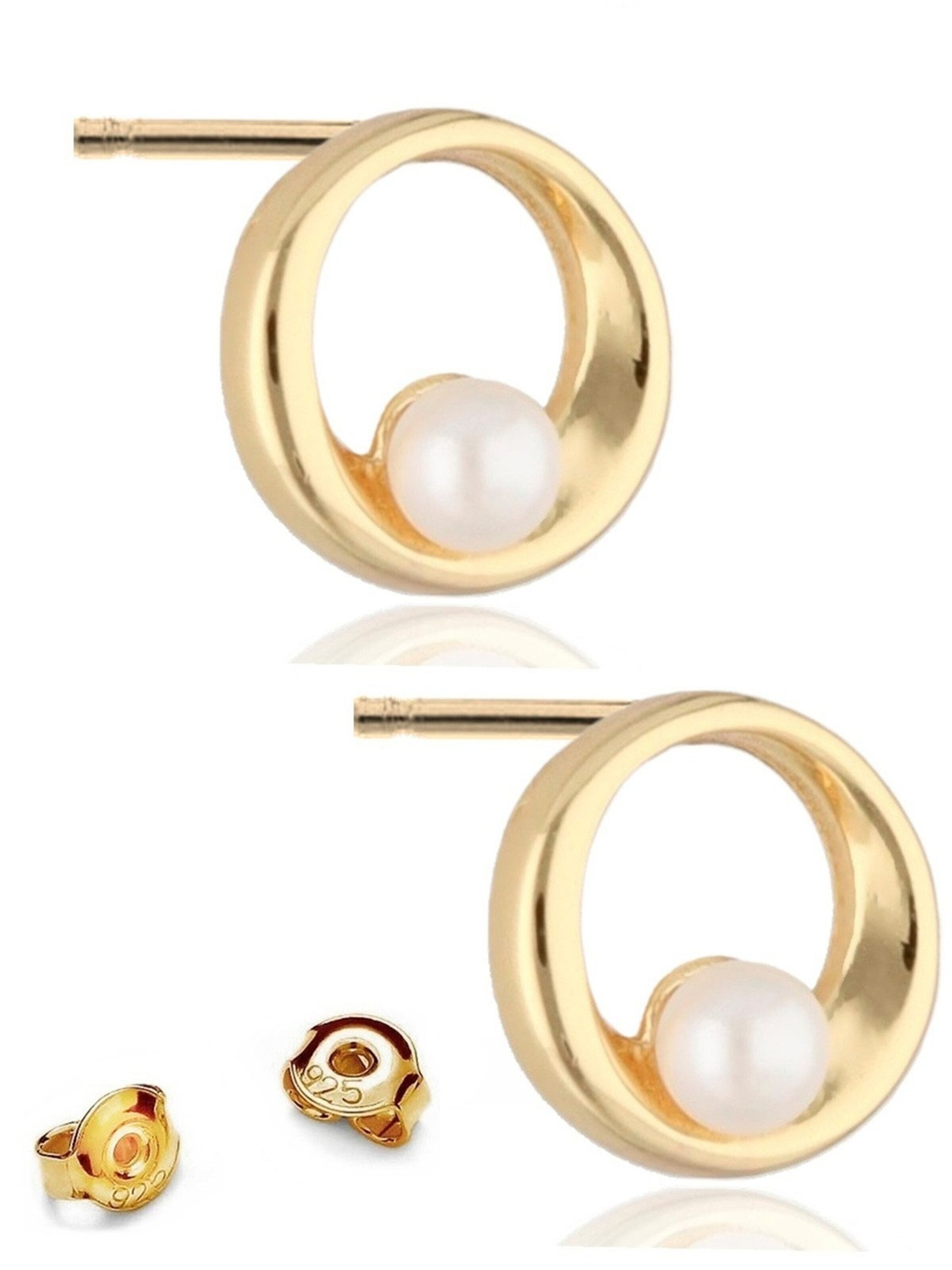 Goldene Hufeisen Earrings 'Perlen' in Gold: front