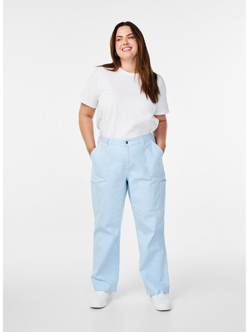 Zizzi Wide Leg Cargojeans i blå