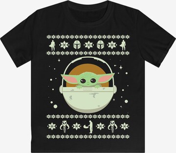 F4NT4STIC Shirt 'The Mandalorian Baby Yoda Weihnachten' in Zwart: voorkant