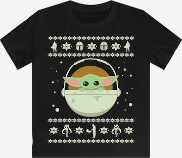 F4NT4STIC Shirt 'The Mandalorian Baby Yoda Weihnachten' in Black: front
