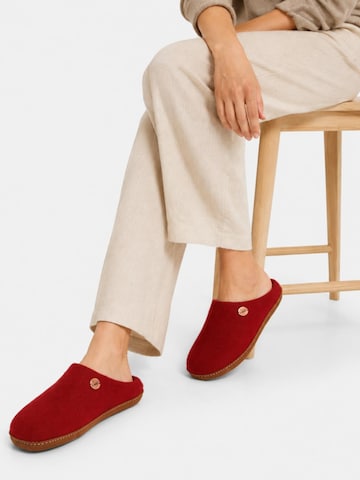 WoolFit Hausschuh 'Tibet mit Ledersohle'‌ in Rot