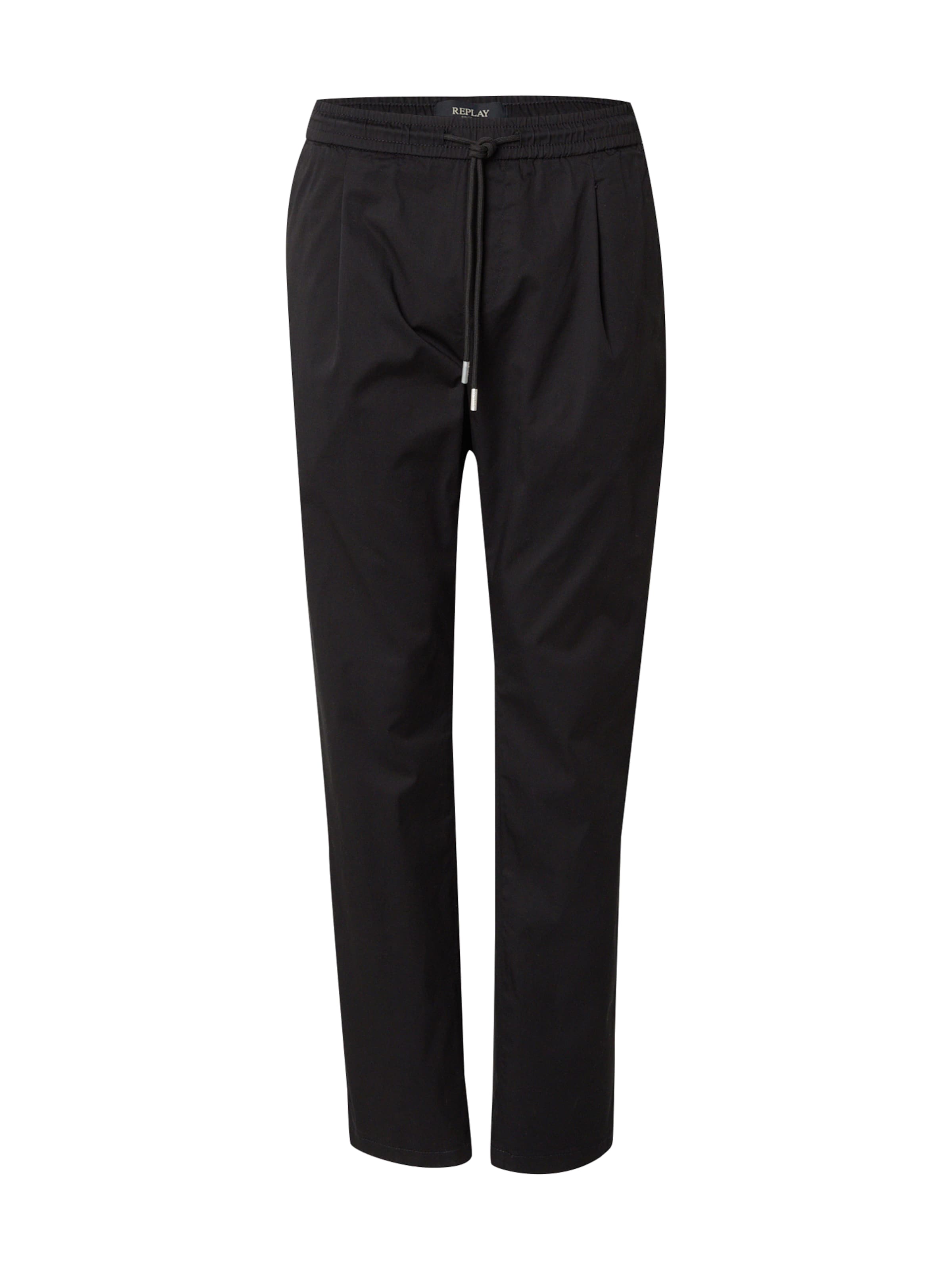 REPLAY Szabványos Élére vasalt nadrágok - fekete: elől