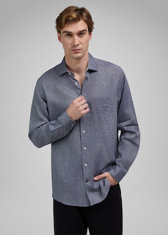 HECHTER PARIS Regular fit Zakelijk overhemd in Blauw: voorkant